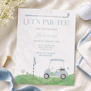 Invitation d'anniversaire de golf Blue let’s par t