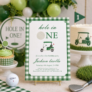 Invitation d'anniversaire de golf Green Hole in On