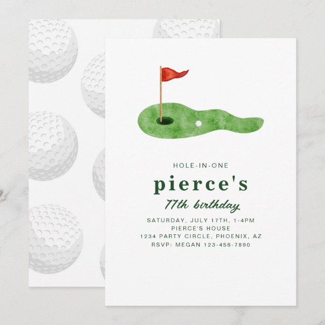 Invitation d'anniversaire de golf moderne  (Devant / Derrière)