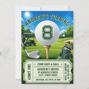 Invitation d'anniversaire de golf personnalisée po