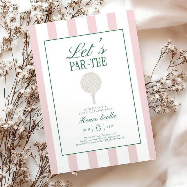 Invitation d'anniversaire de golf rose : Faisons l (Créateur téléchargé)