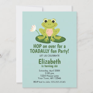 Invitation d'anniversaire de grenouille mignonne