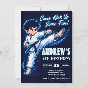 Invitation d'anniversaire de guerrier garçon karat