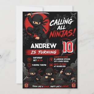 Invitation d'anniversaire de guerrier ninja person