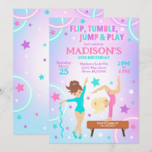 Invitation d'anniversaire de gymnastique Fête de g