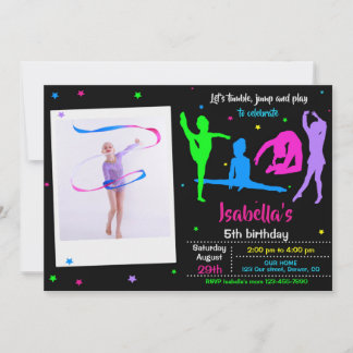 Invitation d'anniversaire de gymnastique photo Jeu