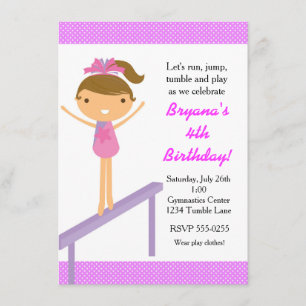 Invitation d'anniversaire de gymnastique pour fill
