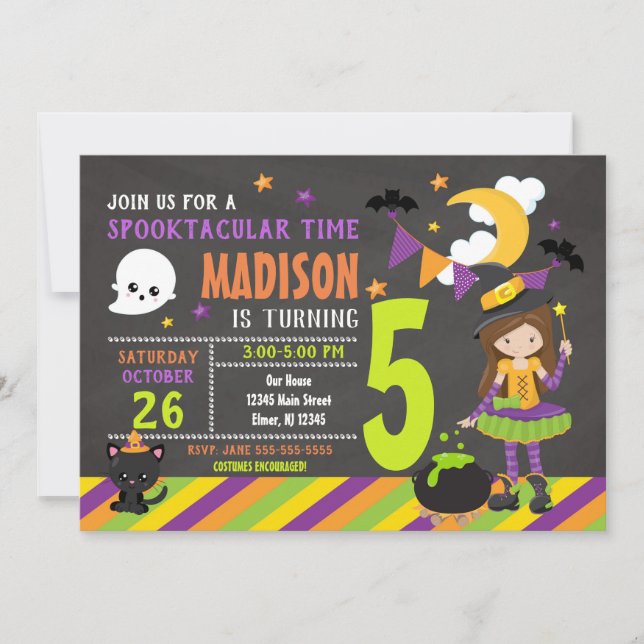 Invitation d'anniversaire de Halloween d'enfants - (Devant)