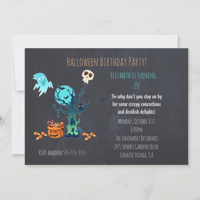 Invitation d'anniversaire de Halloween effrayant (Devant)