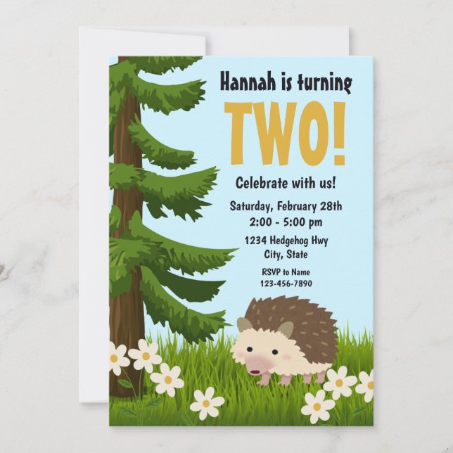 Invitation d'anniversaire de Hérisson (Devant)