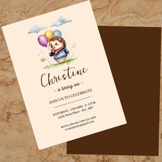 Invitation d'anniversaire de Hérisson (Créateur téléchargé)