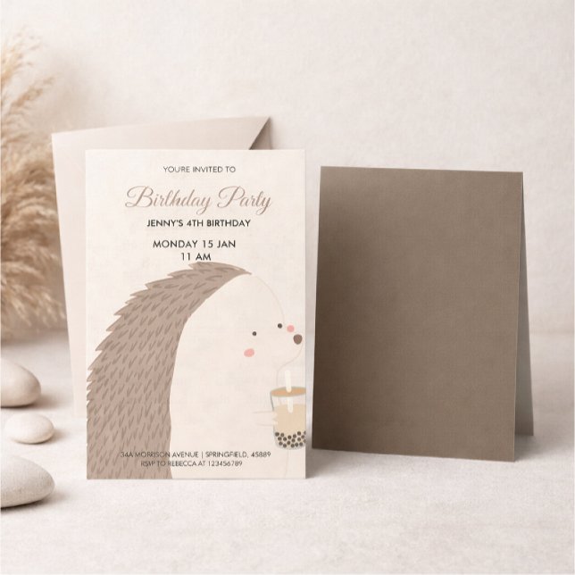 Invitation d'anniversaire de hérisson mignon (Créateur téléchargé)