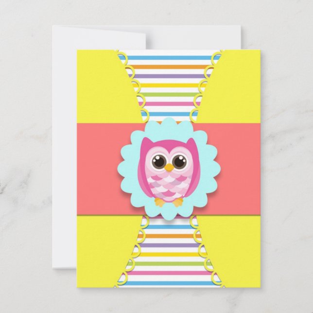 Invitation d'anniversaire de hibou pour des (Devant)