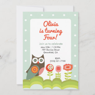 Invitation d'anniversaire de hibou pour les enfant