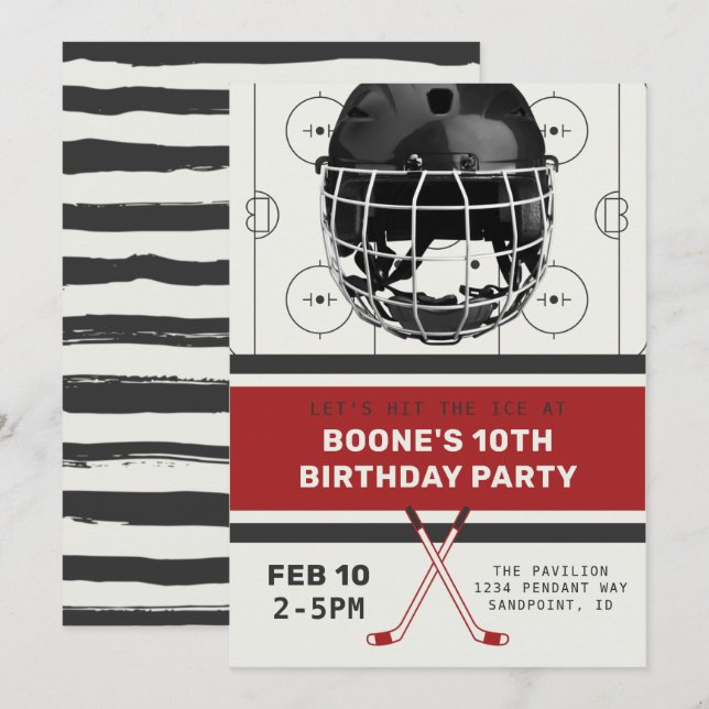 Invitation d'anniversaire de hockey | Invitations  (Devant / Derrière)