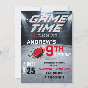 Invitation d'anniversaire de hockey personnalisée 