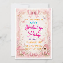 Invitation d'anniversaire de jardin de fée avec un