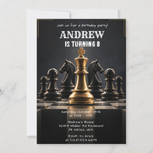 Invitation d'anniversaire de jeu d'échecs numériqu