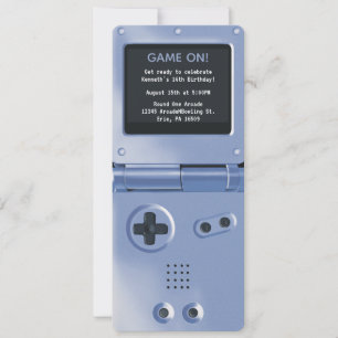 Invitation d'anniversaire de jeu portable Retro Bl