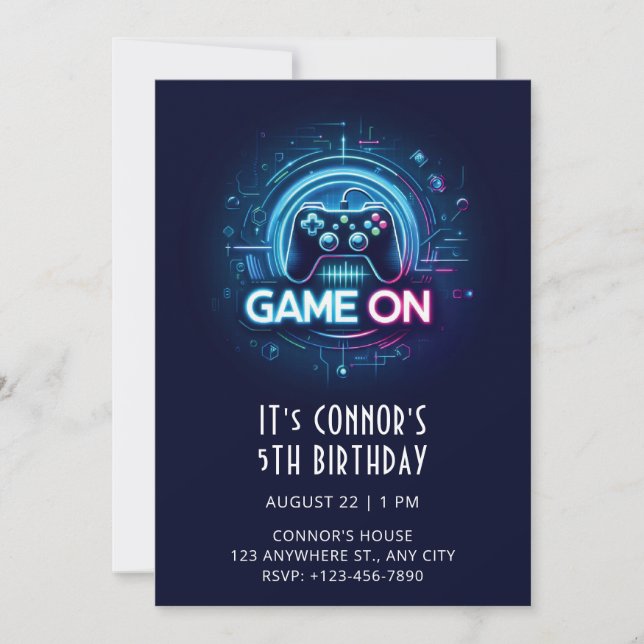 Invitation d'anniversaire de jeu vidéo (Devant)