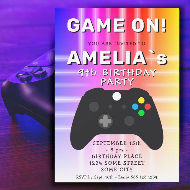 Invitation d'anniversaire de jeu vidéo manette de  (Créateur téléchargé)