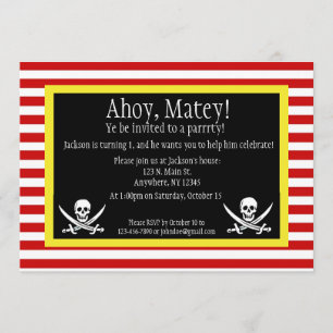 Invitation d'anniversaire de jolly roger de pirate