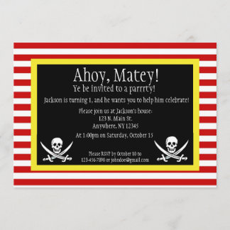 Invitation d'anniversaire de jolly roger de pirate