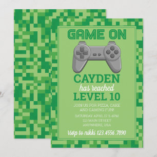 Invitation d'anniversaire de joueur de jeu vidéo n