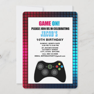 Invitation d'anniversaire de joueur personnalisabl