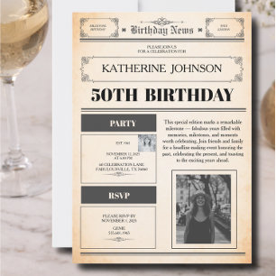 Invitation d'anniversaire de journal moderne 50 an