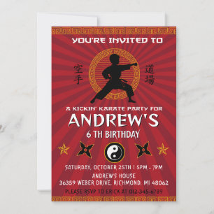 Invitation d'anniversaire de karaté Kung Fu person
