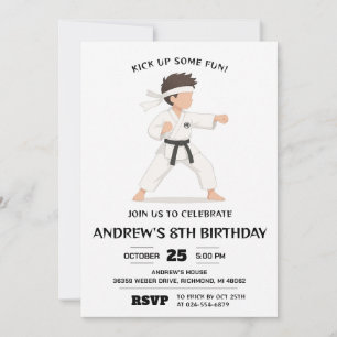 Invitation d'anniversaire de karaté martial person
