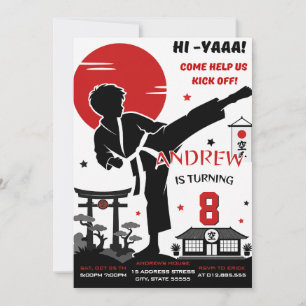 Invitation d'anniversaire de karaté pour garçon pe