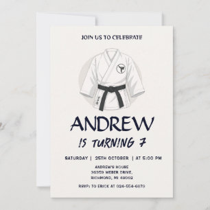 Invitation d'anniversaire de karaté pour garçons