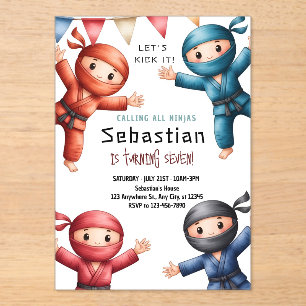 Invitation d'anniversaire de karaté pour les guerr