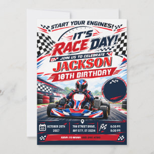 Invitation d'anniversaire de karting moderne perso