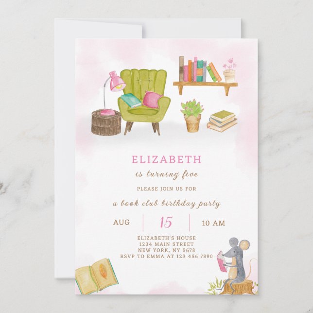 Invitation d'anniversaire de la bibliothèque (Devant)