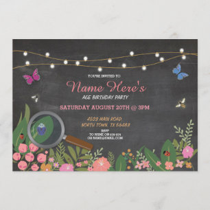 Invitation d'anniversaire de la chasse au papillon