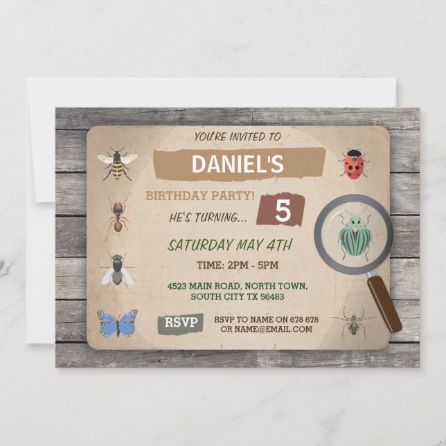 Invitation d'anniversaire de la chasse aux bogues  (Devant)