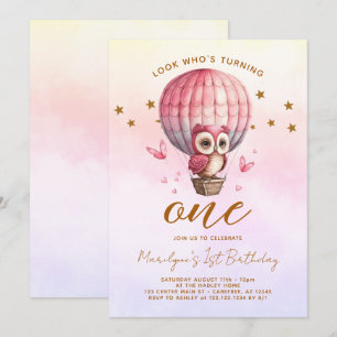 Invitation d'anniversaire de la chouette arc-en-ci