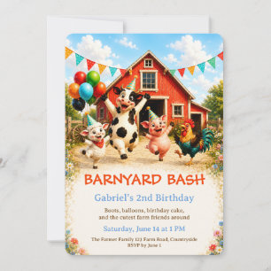 Invitation d'anniversaire de la cour de ferme avec