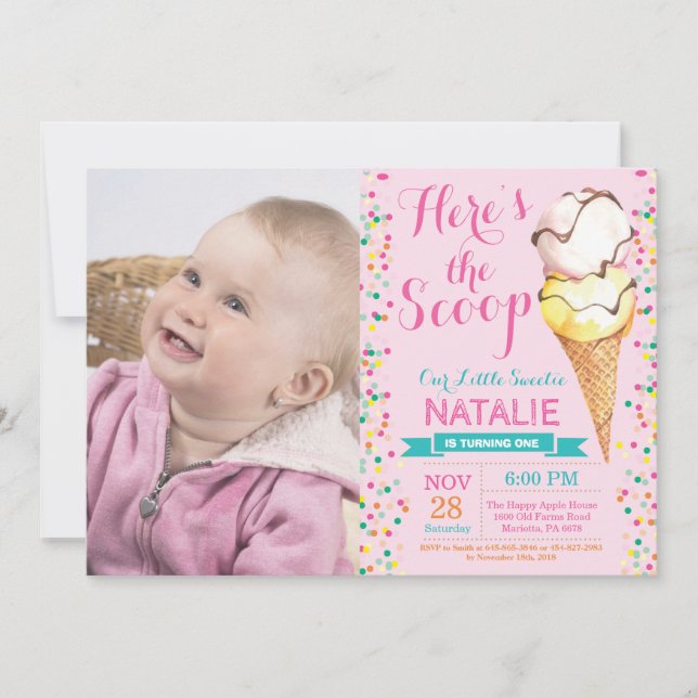 Invitation d'anniversaire de la Crème de glace Été (Devant)