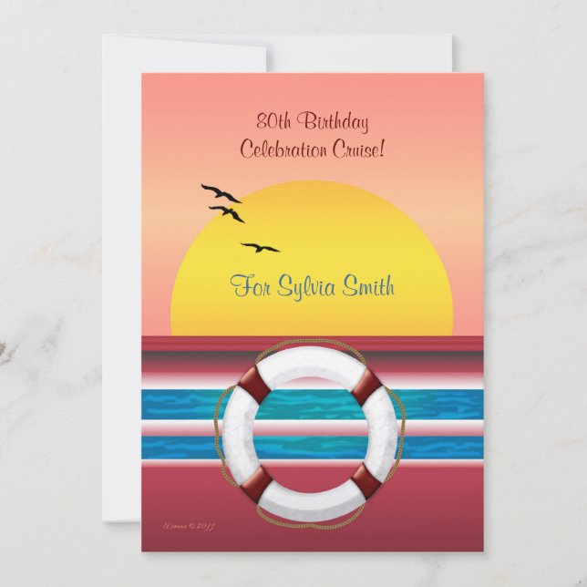 Invitation d'anniversaire de la croisière - Concep (Devant)