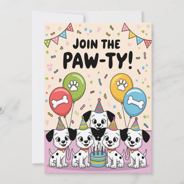Invitation d'anniversaire de la Dalmatie (Devant)