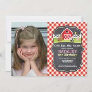 Invitation d'anniversaire de la ferme au tableau n