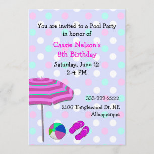 Invitation d'anniversaire de la fête de la piscine