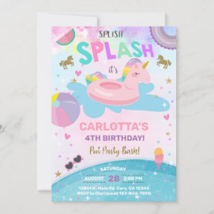 Invitation d'anniversaire de la fête de la piscine