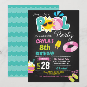 Invitation d'anniversaire de la fête de la piscine