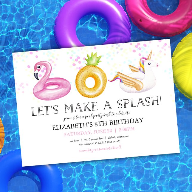 Invitation d'anniversaire de la fête de la piscine (Créateur téléchargé)