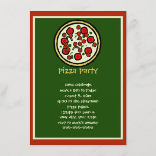 Invitation d'anniversaire de la fête de Pizza